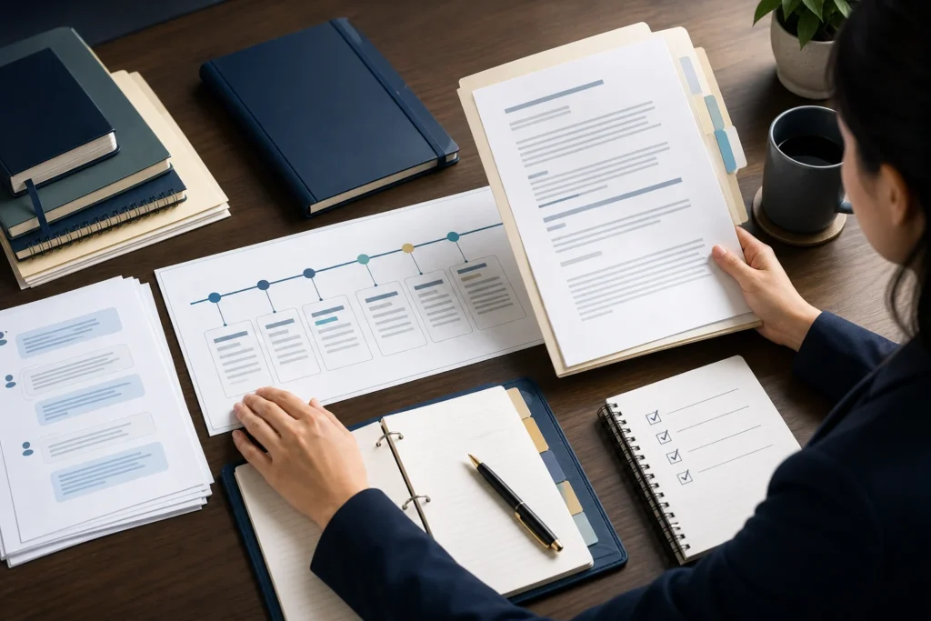 University correspondence and timeline arranged for a complaint or ombudsman escalation pathway.